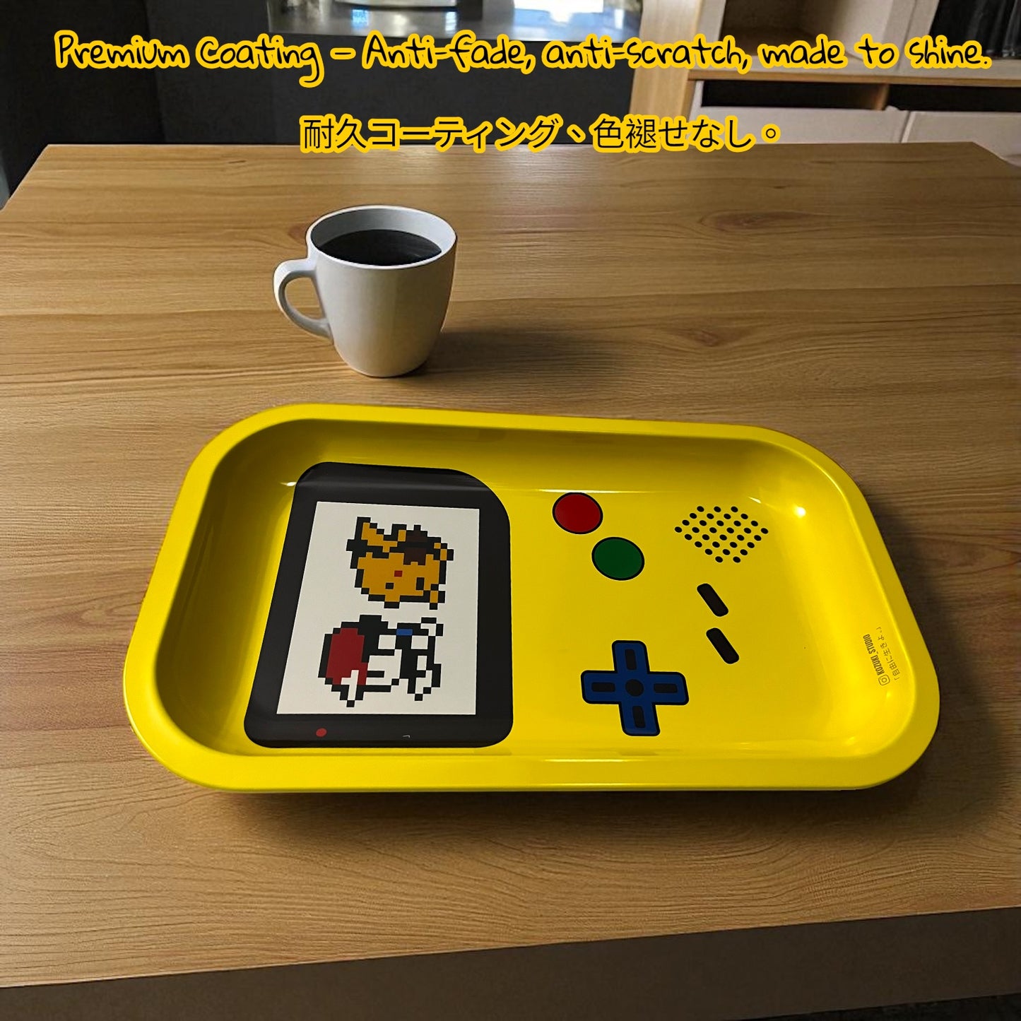 gaming Pikachu tray on table with collector display background