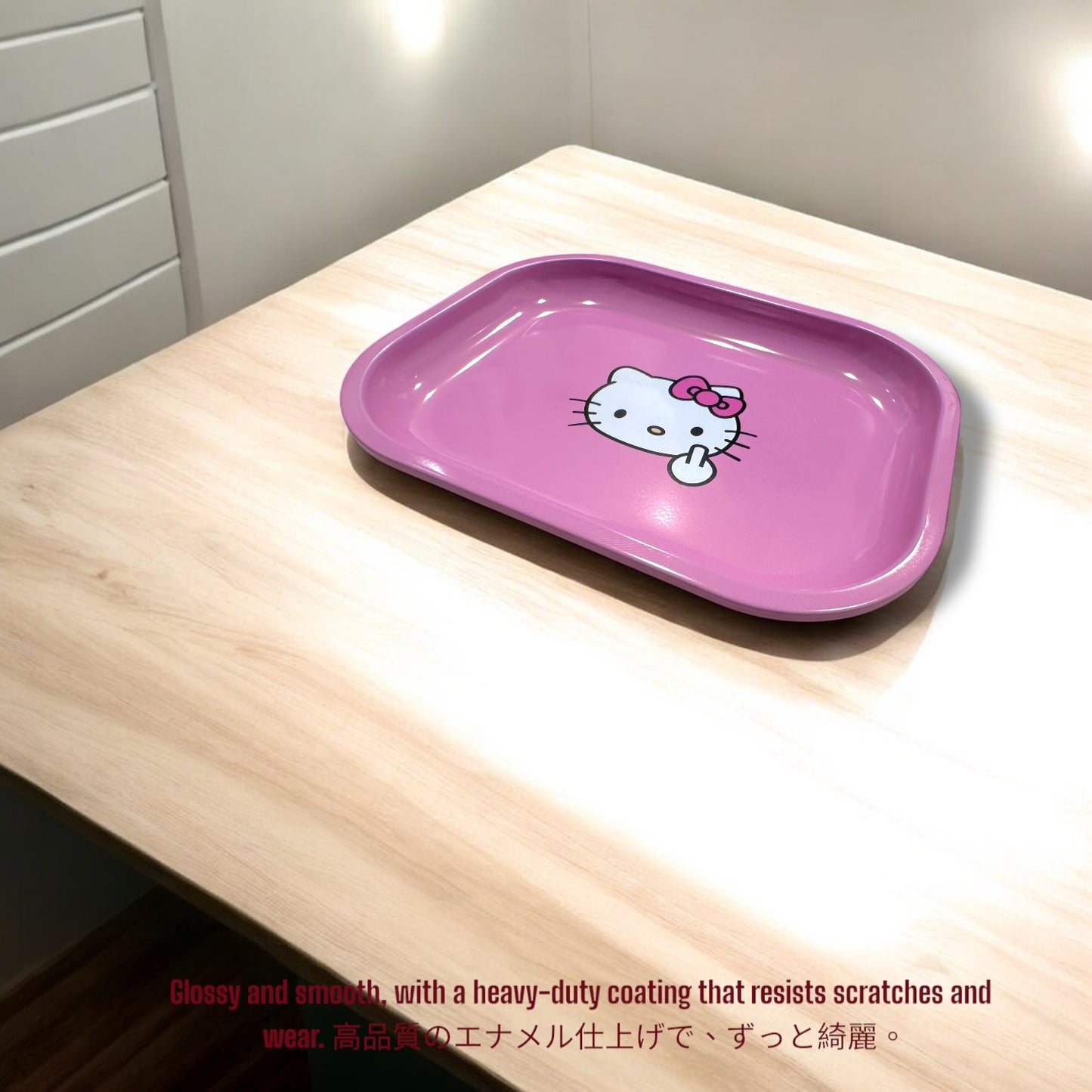 Cute Pink Anime Rolling Tray Premium Metal Rolling Tray 7 Inch Small Batch Limited Edition