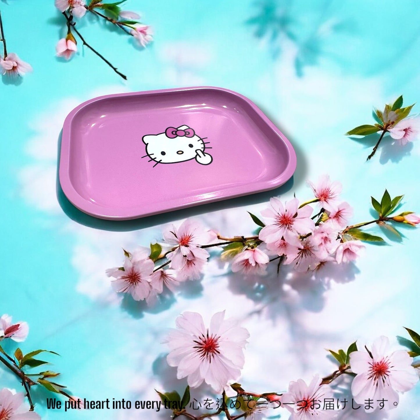 Cute Pink Anime Rolling Tray Premium Metal Rolling Tray 7 Inch Small Batch Limited Edition