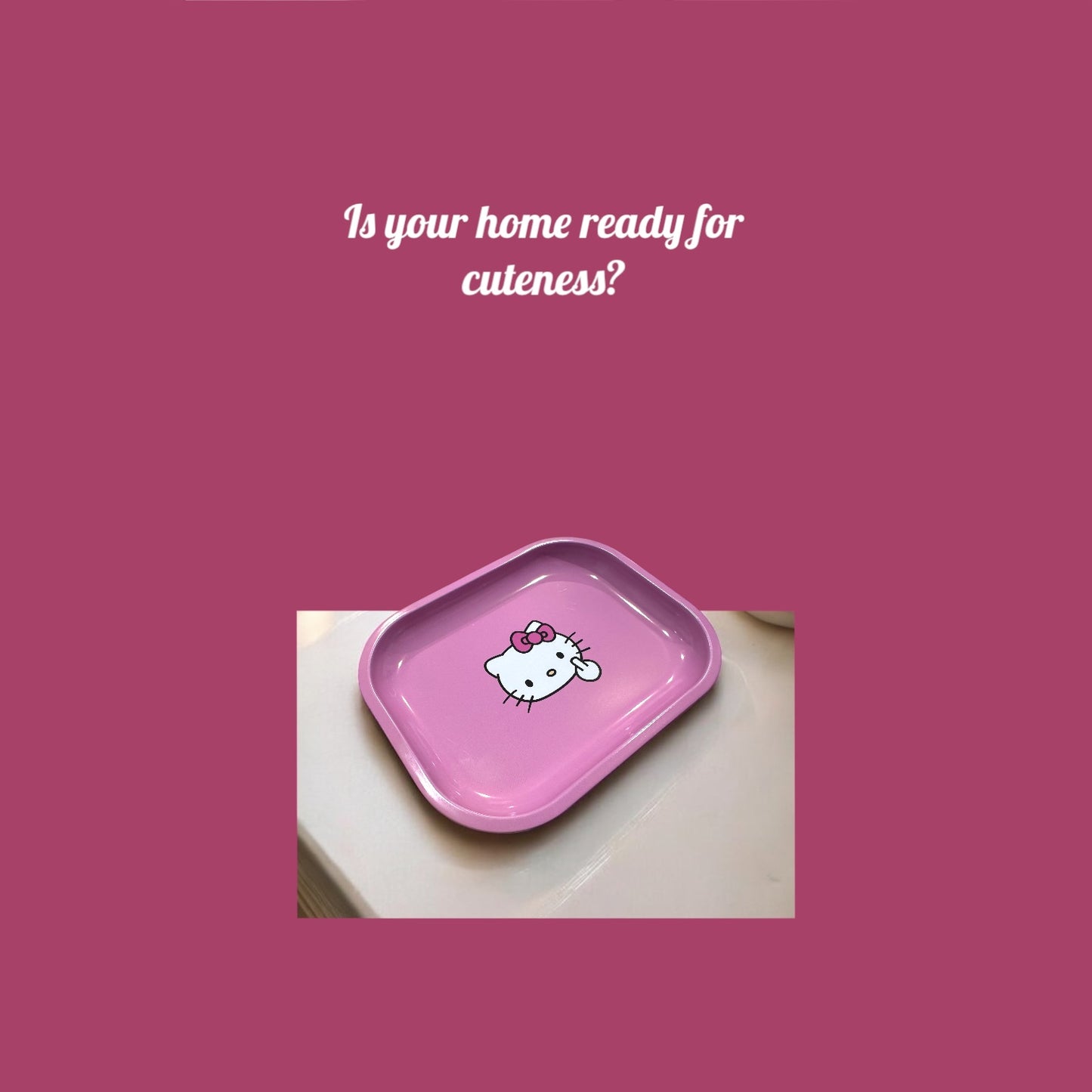 Cute Pink Anime Rolling Tray Premium Metal Rolling Tray 7 Inch Small Batch Limited Edition