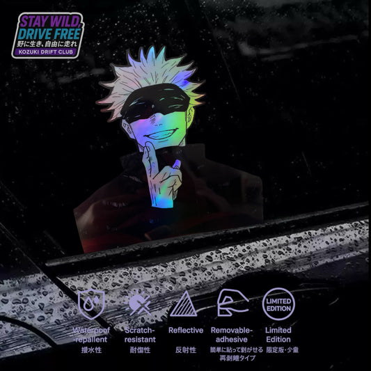GOJO Car Sticker Reflective Anime Cute Holographic Window Decal Waterproof Vinyl for Car Laptop Helmet