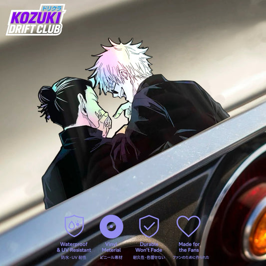 GOJO Car Sticker Reflective BFF Anime Cute Holographic Window Decal Waterproof Vinyl for Car Laptop Helmet